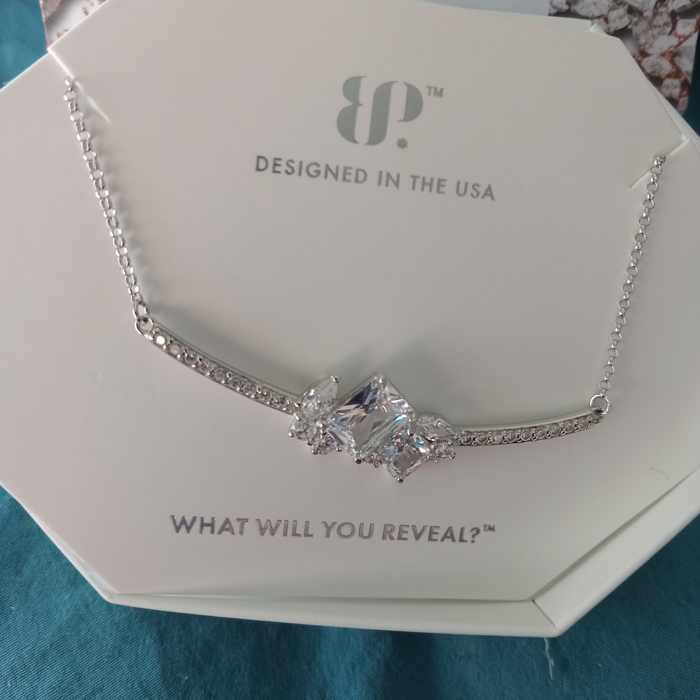BP Silver Crystal Necklace with Floral Centerpiece